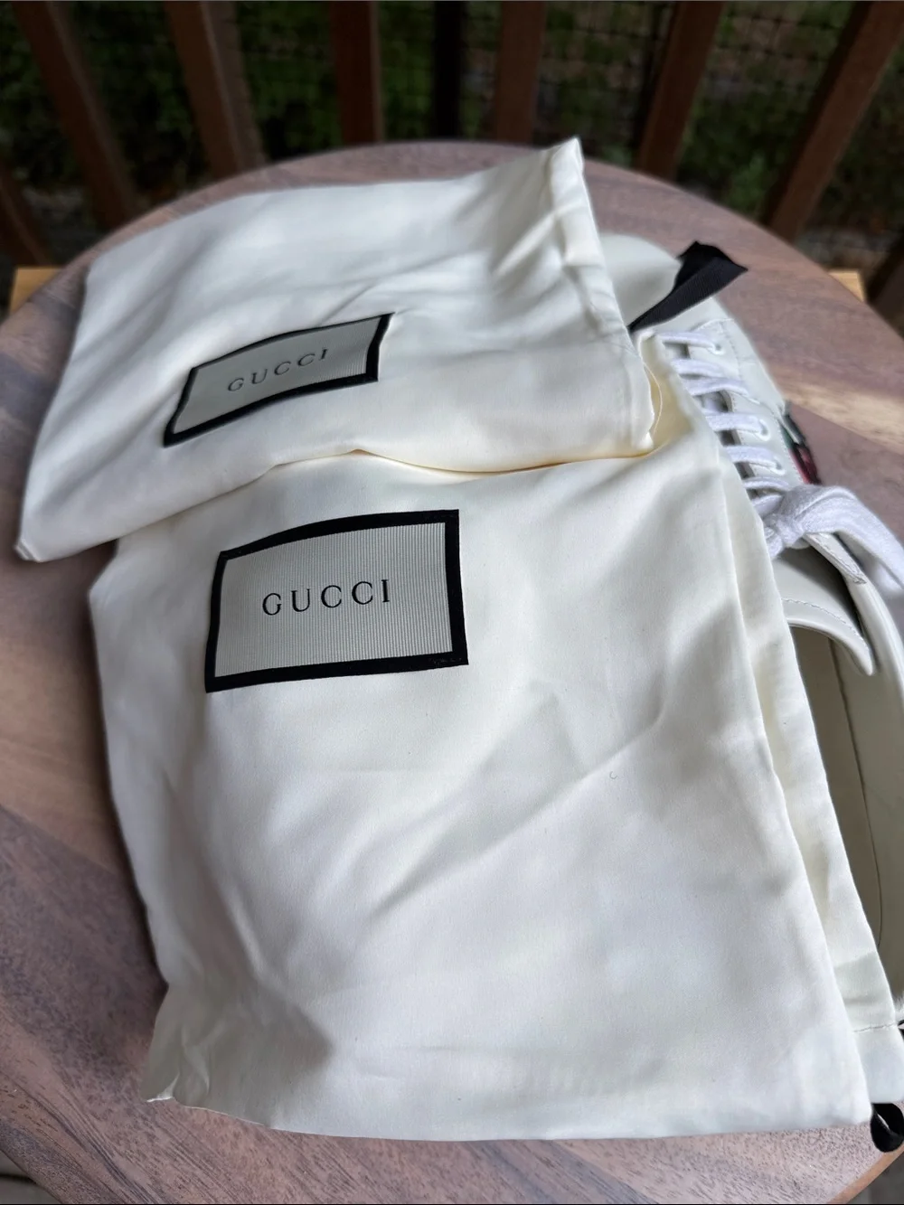 Gucci White Leather Ace Sneakers with Red & Green Web and Snake Embroidery